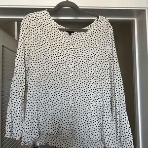 Talbots polka dot top. Cream background with navy polka dots.